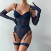 Tight Bodysuit with Gloves and Garter - Image 4