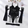 Tight Bodysuit with Gloves and Garter - Image 7