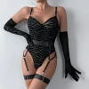 Tight Bodysuit with Gloves and Garter - Image 5