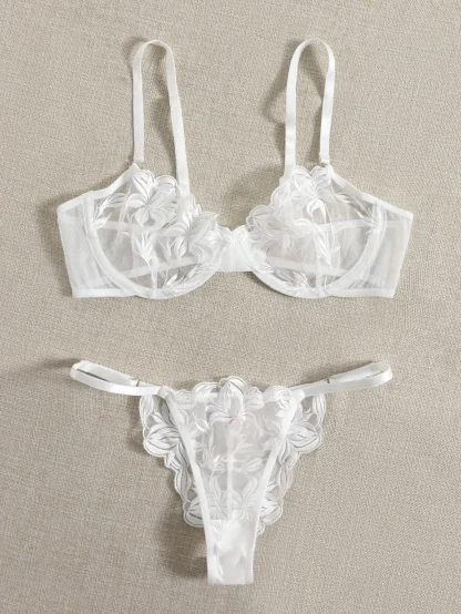 Embroidered Mesh Lingerie Set - Image 7