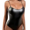 Basic Shiny Thin Strap Bodysuit