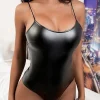 Basic Shiny Thin Strap Bodysuit - Image 4