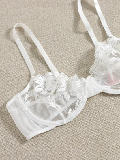 Embroidered Mesh Lingerie Set - Image 6
